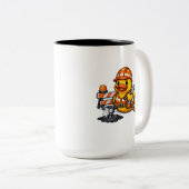 Rubber Eend Wegenwerker Tweekleurige Koffiemok (Voorkant rechts)