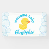 Rubber Eend Welkom Baby Naam Hangende Vinyl Banner (Horizontaal)