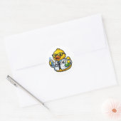 Rubber Eend Wetenschapper Ronde Sticker (Envelop)