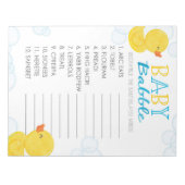 Rubber Eend Woord Ontcijfer Baby Shower Spelpakket Notitieblok (Voorkant)