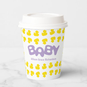 Rubber eenden met Baby naam papieren bekers