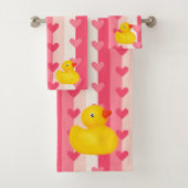 Rubber Eendje Eend Roze Harten Badkamer Handdoeken (Insitu)
