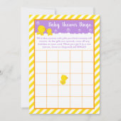 Rubber Eendje Geel en Paars Baby Shower Bingo Kaart (Voorkant)