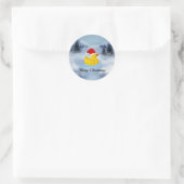Rubber Eendje Kerst Groeten Ronde Sticker (Tas)
