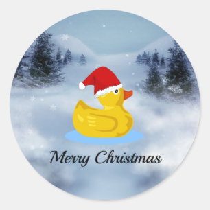 Rubber Eendje Kerst Groeten Ronde Sticker