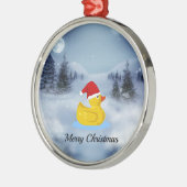 Rubber Eendje Kerstgroeten Metalen Ornament (Links)