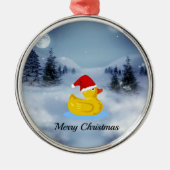 Rubber Eendje Kerstgroeten Metalen Ornament (Voorkant)