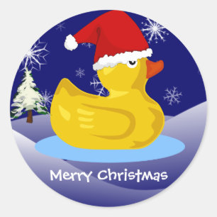 Rubber Eendje's Kerstmis Ronde Sticker