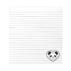 Rubber Gestempelde Baby Panda Beer En Hart Gelinie Notitieblok