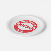 Rubber Ink Stamp Welkom in Chicago USA Papieren Bordje (Gekanteld)
