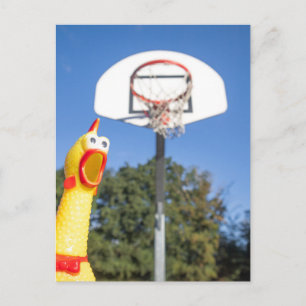 Rubber Kip die basketbal speelt Briefkaart