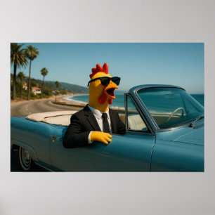 Rubber Kip Grappige Poster