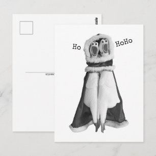 Rubber kip kerstman ansichtkaart briefkaart