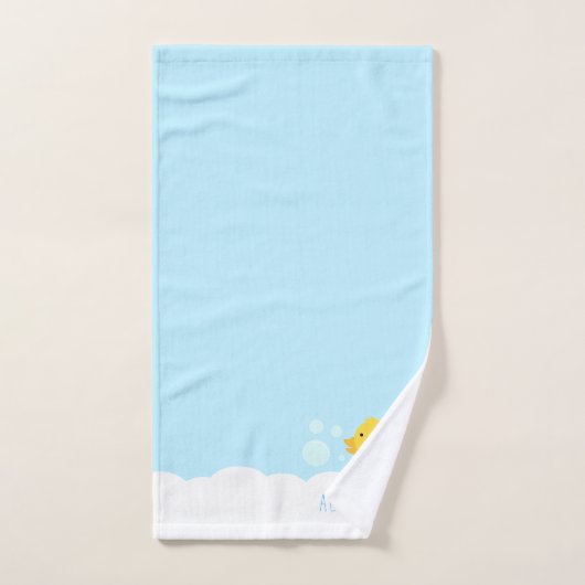 Rubber met blauw hart bad handdoek (Handdoek)