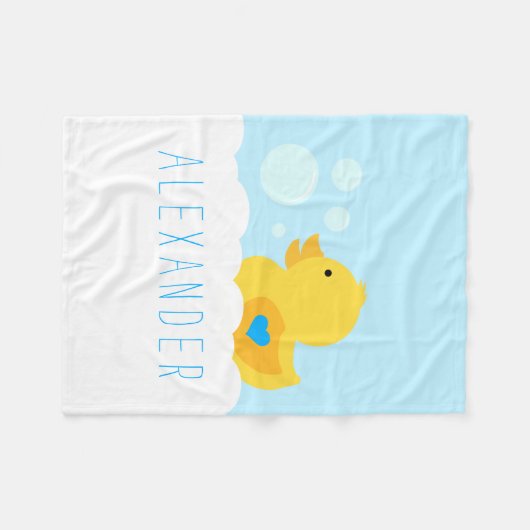 Rubber met blauw hart fleece deken (Voorkant (Horizontaal))