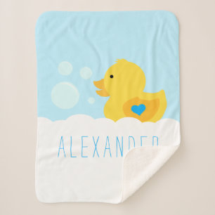 Rubber met blauw hart sherpa deken