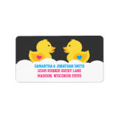 Rubber met roze roze of blauw geslacht met feestda etiket (Voorkant)