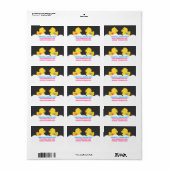 Rubber met roze roze of blauw geslacht met feestda etiket (Full Sheet)