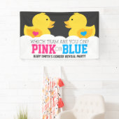 Rubber met roze roze of blauw geslacht met feestda spandoek (Insitu)