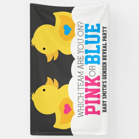 Rubber met roze roze of blauw geslacht met feestda spandoek (Verticaal)