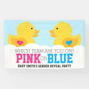 Rubber met roze roze of blauw geslacht met feestda spandoek