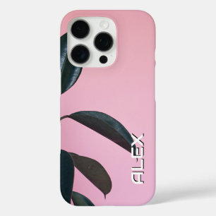 Rubber Plant Botanische Kunst op Dusty Pink iPhone 16 Pro Hoesje