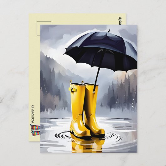 Rubber Rain Boots, Briefkaart na doortocht, Briefk (Voorkant / Achterkant)