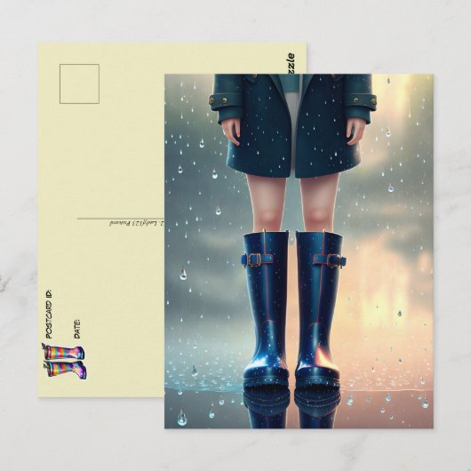 Rubber Rain Boots, postkruising Briefkaart (Voorkant / Achterkant)
