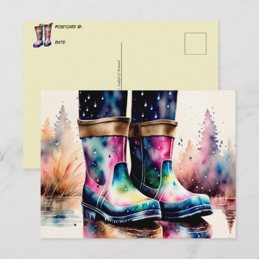 Rubber Rain Boots, postkruising Briefkaart (Voorkant / Achterkant)