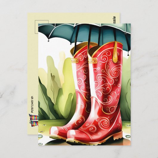 Rubber Rain Boots, postkruising Briefkaart (Voorkant / Achterkant)