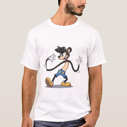 Rubber Slang Retro: Een Bendy Cartoon Karakter T-shirt (Voorkant)