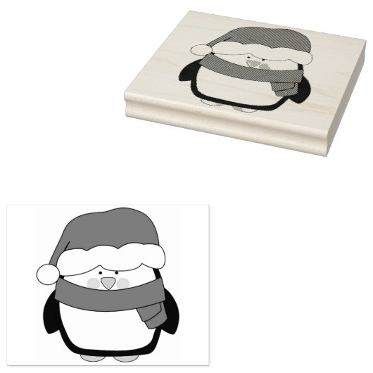 Rubber Stamp - Kerstpinguïn Rubberstempel (Gestempeld)