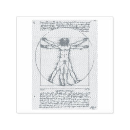 RUBBER STAMP : LEONARDO DA VINCI : VITRUVIAN MAN  ZELFINKTENDE STEMPEL