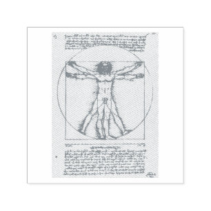 RUBBER STAMP : LEONARDO DA VINCI : VITRUVIAN MAN  ZELFINKTENDE STEMPEL