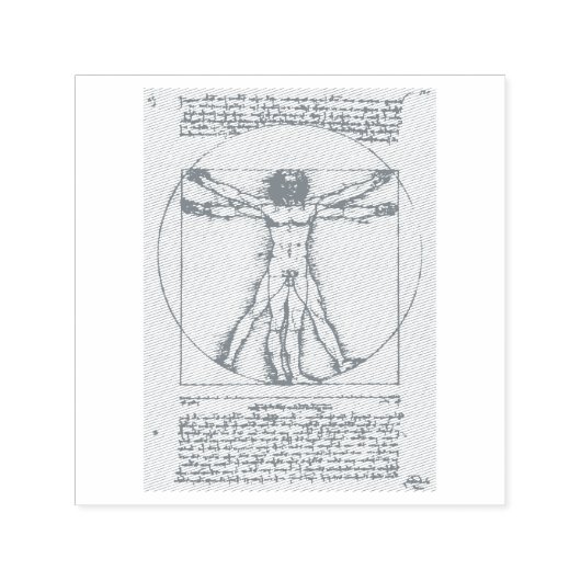 RUBBER STAMP : LEONARDO DA VINCI : VITRUVIAN MAN ZELFINKTENDE STEMPEL (Design)