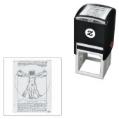 RUBBER STAMP : LEONARDO DA VINCI : VITRUVIAN MAN ZELFINKTENDE STEMPEL (In situ)