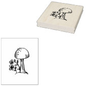 Rubber Stamp Mushroom met Bloem Originele Tekening Rubberstempel (Gestempeld)