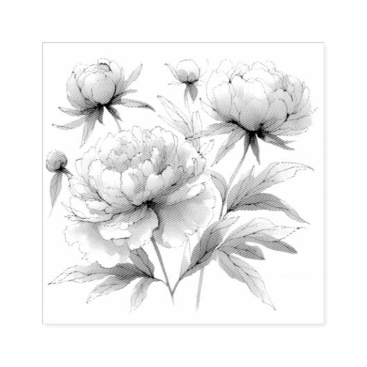 Rubber Stamp Peonies VAR01 Rubberstempel (Afrduk)