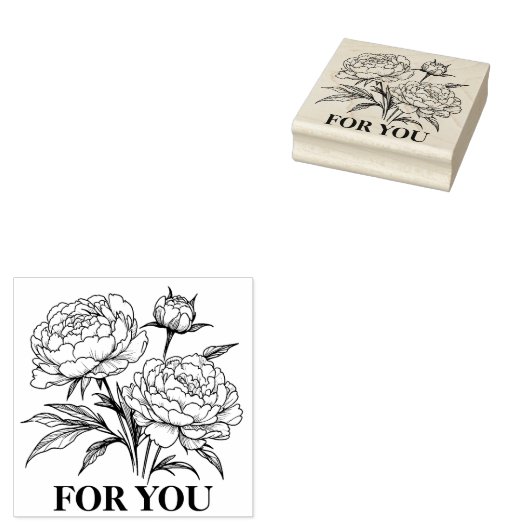 Rubber Stamp Peonies VAR02 Rubberstempel (Gestempeld)