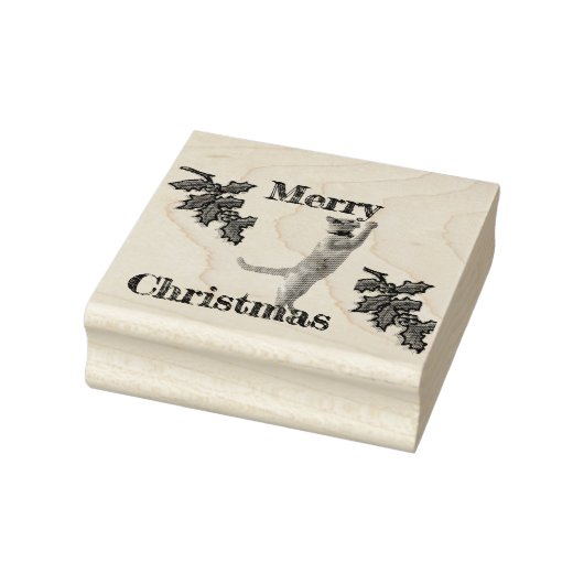 Rubber Stamp - Vrolijk kerstfeest Holly en Cat Rubberstempel (Stempel)