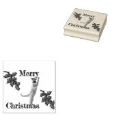 Rubber Stamp - Vrolijk kerstfeest Holly en Cat Rubberstempel (Gestempeld)