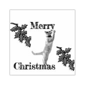 Rubber Stamp - Vrolijk kerstfeest Holly en Cat Rubberstempel (Afrduk)