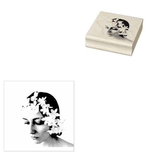 Rubber stempel - bloem meisje afbeelding (Gestempeld)