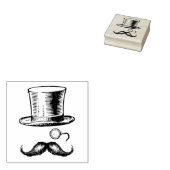 Rubber stempel met snor, pet, monocle (Gestempeld)