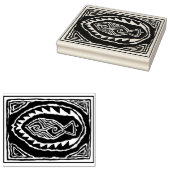 Rubber stempel met visontwerp in folk art stijl vo (Gestempeld)