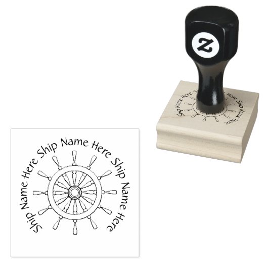 Rubber Stempel - Scheepswiel met Naam (Gestempeld)