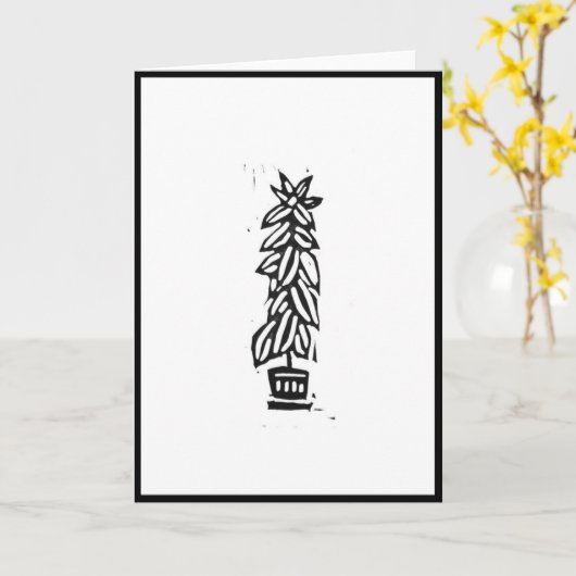 Rubber Tree Block print Kaart (Gele Bloem)