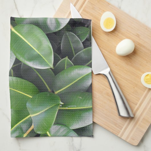 Rubber Tree Closeup Theedoek (Quarter Fold)