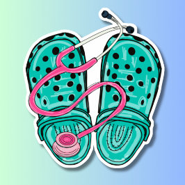 Rubber Verpleegklompen en Stethoscoop Waterdicht Sticker