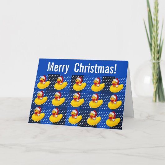 Rubber Vrolijke Kerstmis van de Kerstman Ducky Feestdagen Kaart (Voorkant)